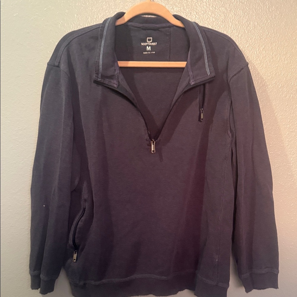 Scottevest Men's Navy Zip-Up Quarter Pullover Sweater